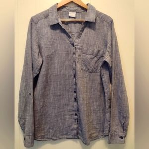 Columbia Light Weight Long Sleeve Button Up Shirt Women Size XL